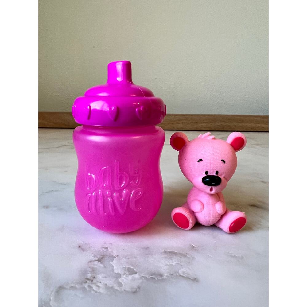 Baby Alive Pink Sippy Cup Bottle send Pink Surprise Bear Replacement Toy